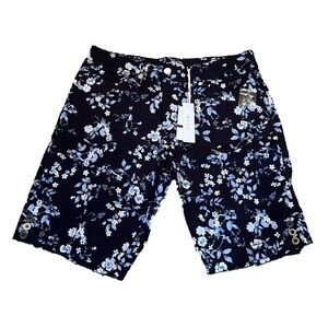 DASH CATHERINE NAVY BLUE FLORAL BERMUDA SHORTS NWT
